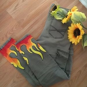 Aeropostale Flame Hand Painted Cargo Jeans